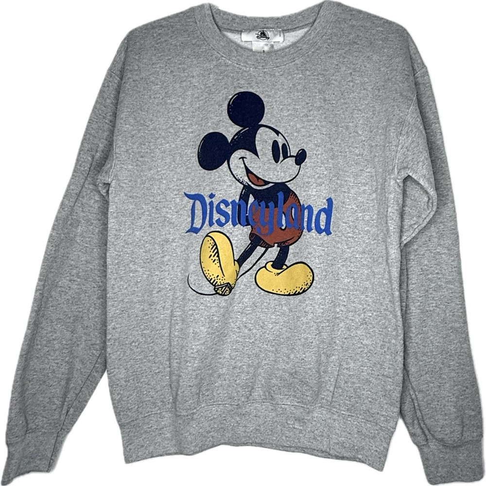 Disneyland Classic Mickey Mouse Gray Crewneck Sweatshirt Adult Size Small - Picture 1 of 5